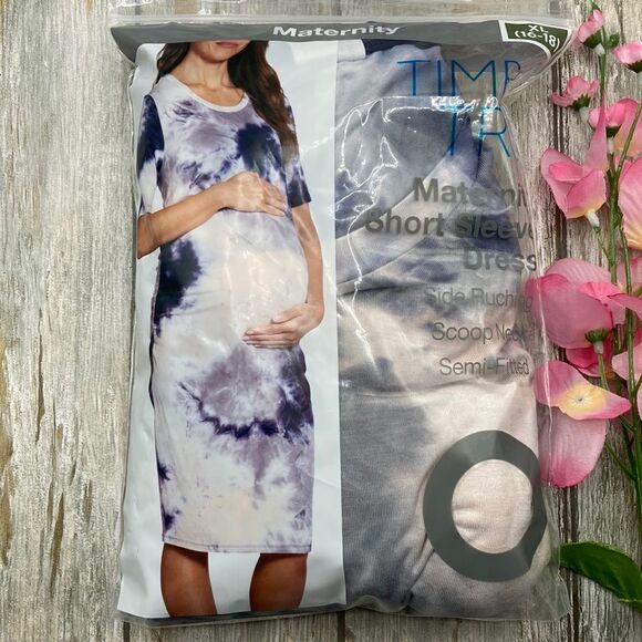 Maternity Short Sleeve Midi Dress Leopard & Tie Dye Print  2-Piece Sz XL - Picture 4 of 5